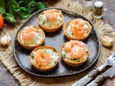 Тарталетки с творожным сыром и креветками — легкость и изысканность на вашем столе