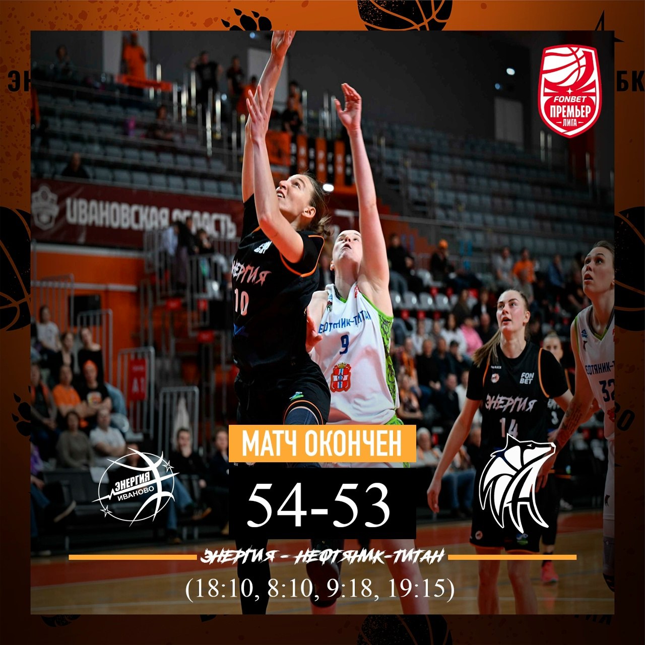 Баскетболистки ивановской «Энергии» победили «Нефтяник-Титан» в борьбе за девятое место в Премьер-лиге