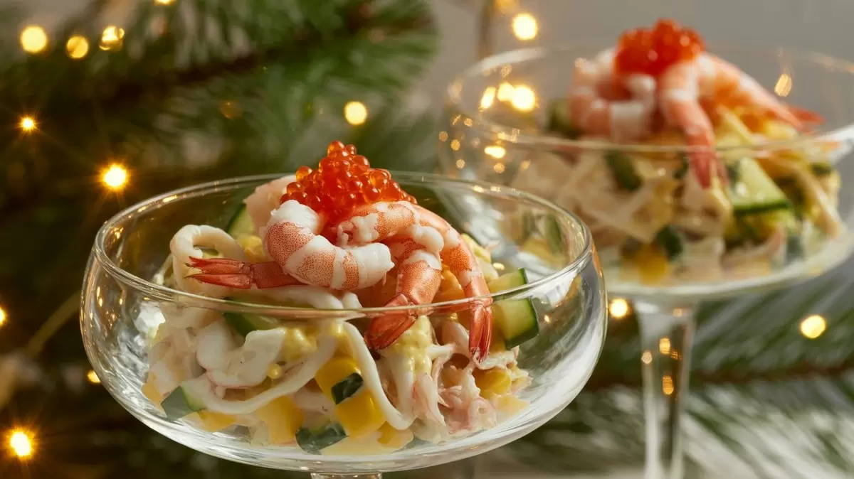 Царский салат с кальмарами и креветками: идеальная закуска к Новому году