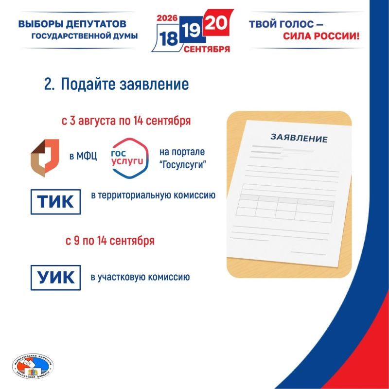 Стартовал приём заявлений для голосования по месту нахождения Стартовал приём заявлений для голосования по месту нахождения